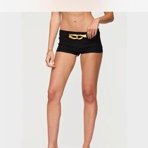 Edikted High Waist Black Shorts with Gold Accent